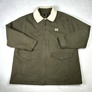Lee Jacket Mens XL‎ Olive Green Sherpa Chore Field Canvas Full-Zip Warm Gorpcore